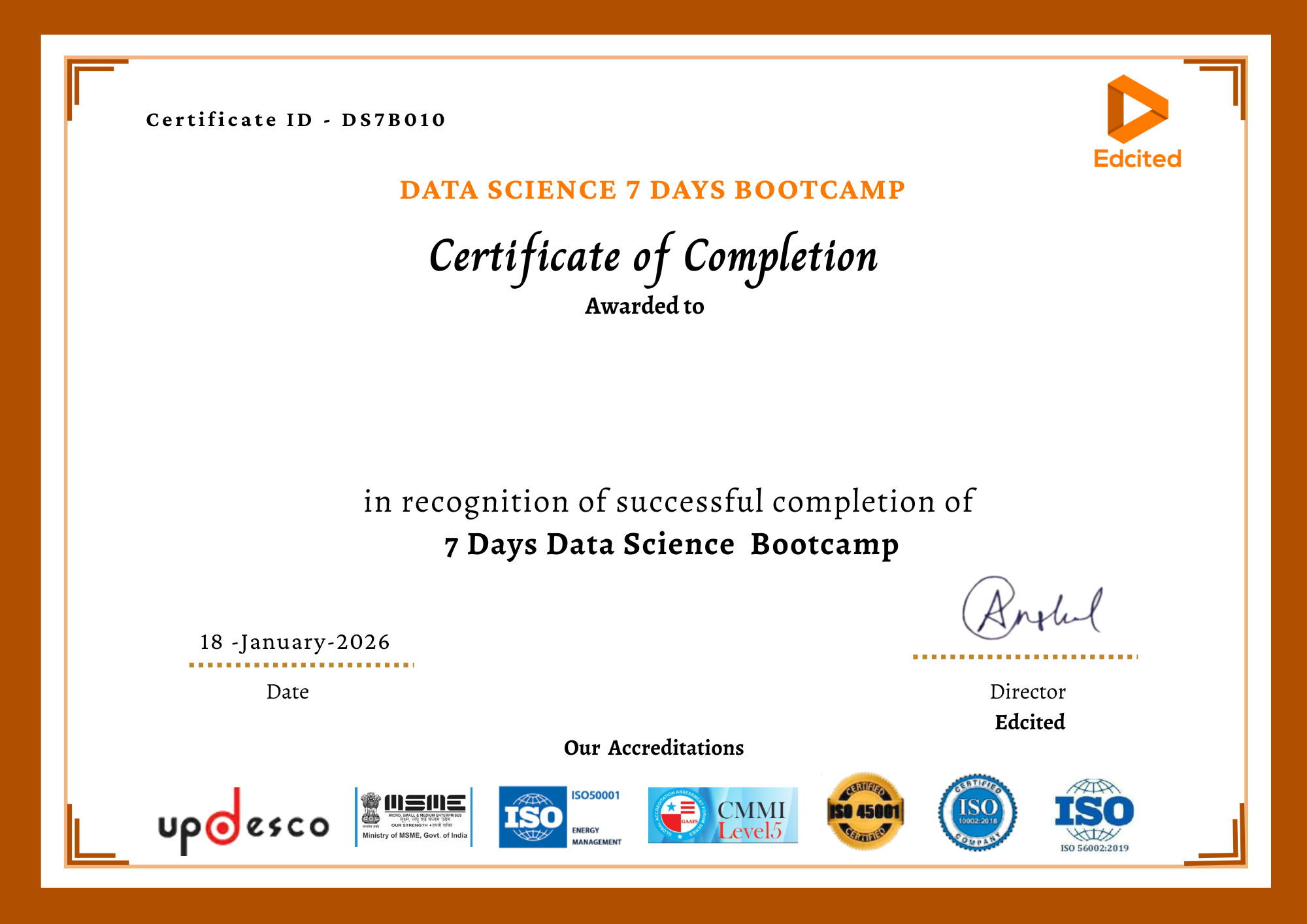 certificate get on course completion